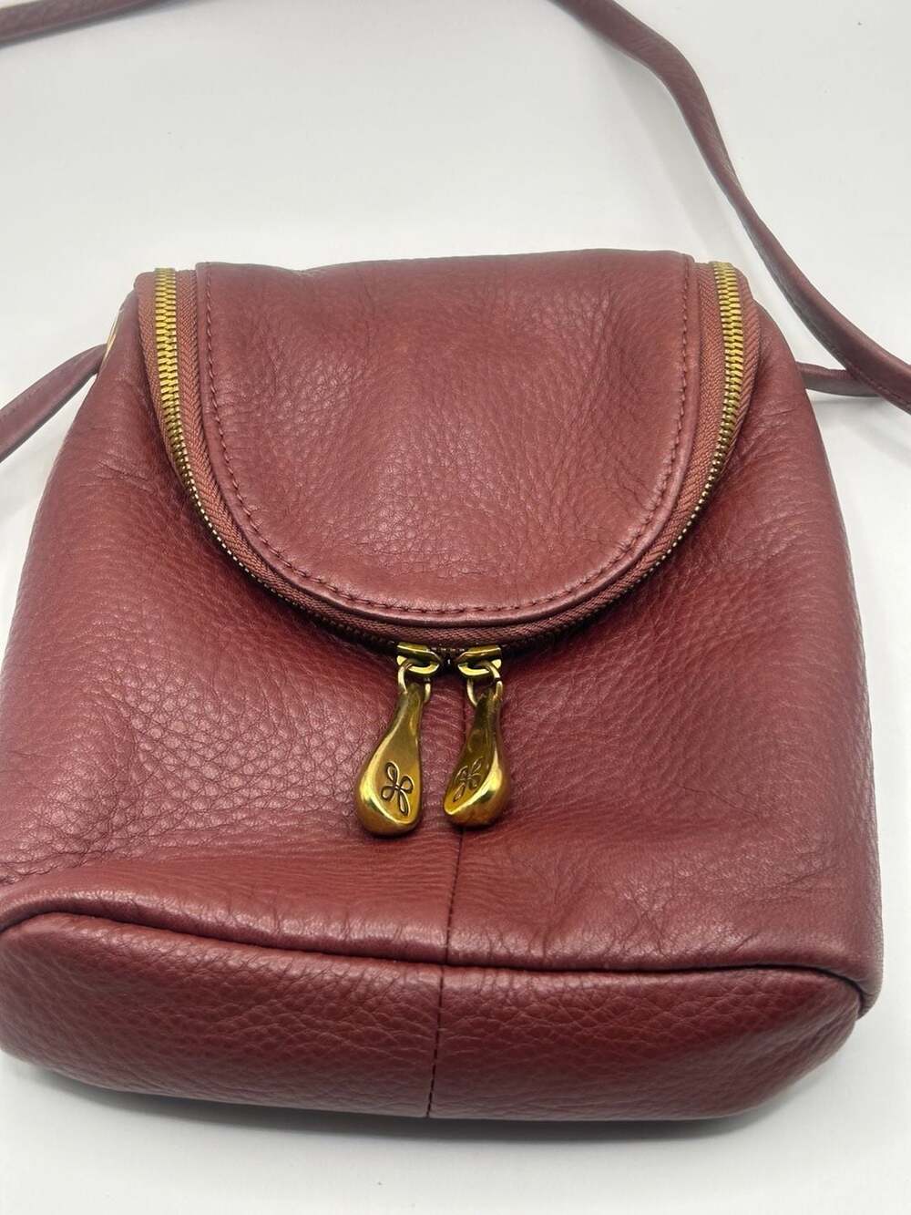 Hobo Burgundy Genuine Leather Crossbody Bag